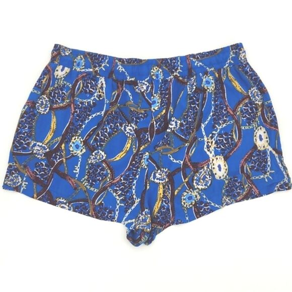 Lili Sport Shorts Size 3X Womens Blue Seaweed Graphic Print Rayon Drawstring - Picture 5 of 10